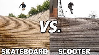 Skateboard vs Scooter Lyon 25 Stairs [upl. by Elleon414]