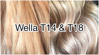 WELLA TONER T14 amp T18  TONING MY HAIR [upl. by Anaidni]