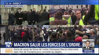 Des gilets jaunes scandent quotMacron démissionquot à proximité du Président à Paris [upl. by Ocko]