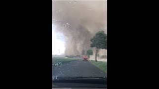 Tornado Passes On Top of Motorists in Schwalmtal Germany [upl. by Ahsieuqal]