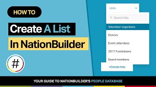 How to create a list in NationBuilder [upl. by Charyl]