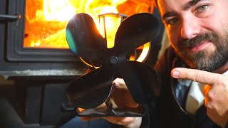 Amazing Wood Stove FAN Powered ONLY by HEAT Great Amazon Gift Idea VodaEcoFan [upl. by Chipman]