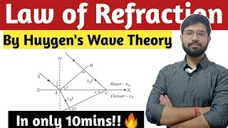 Law of Refraction using Huygens wave theory  proof of Law of refraction wave theory Abhishek sir [upl. by Yrahcaz893]