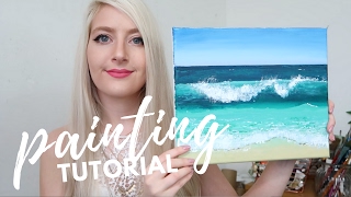 PAINTING TUTORIAL Acrylic Ocean for Beginners  Katie Jobling Art [upl. by Sevik]