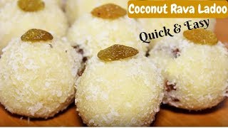 Coconut Rava Ladoo  Diwali Special Recipes  How To Make Rawa Ladoo  Sooji Laddu  Kanaks Kitchen [upl. by Nailij]