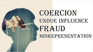 Coercion Undue Influence Fraud Misrepresentation  Indian Contract Act 1872  Law Guru [upl. by Leipzig162]