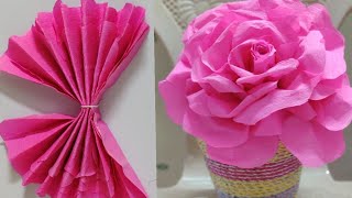 DIY Giant paper flower tutorial in lockdown with Crepe paper HandmadeEasy and SimplePapersai arts [upl. by Channing]