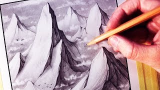 How to Draw a Mountain Range Landscape [upl. by Vikki]