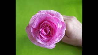 Cómo hacer Rosa de papel crepe fácil DIY Cómo hacer flores [upl. by Ydnirb]