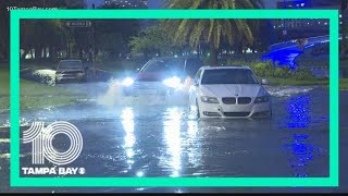 Muddy mess covers sections of Tampas Bayshore Blvd after Tropical Storm Eta passes through [upl. by Sachi204]