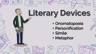 ESL  Literary Devices Onomatopoeia Personification Simile and Metaphor [upl. by Anelat]