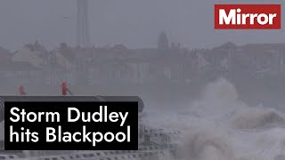 Storm Dudley batters the Blackpool coast [upl. by Allissa337]