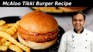 McAloo Tikki Burger  mcdonalds style recipe  CookingShooking [upl. by Brinna568]