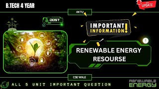 RER important questions AKTU।। Renewable energy Resourcescse wale 4th year [upl. by Renny97]