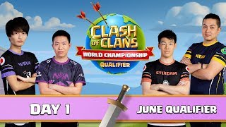 World Championship  June Qualifier  Day 1  Clash of Clans [upl. by Yragerg]