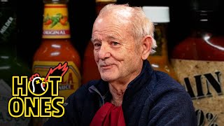 Bill Murray Doesn’t Flinch While Eating Spicy Wings  Hot Ones [upl. by Nemlaz]