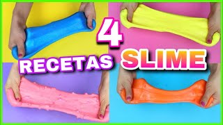 4 RECETAS PARA HACER SLIME  SLIME FÁCIL Y SIN BÓRAX  NatyGloss [upl. by Lonni]