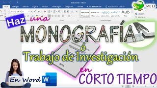 HACER UNA MONOGRAFÍA O TRABAJO DE INVESTIGACIÓN EN WORD [upl. by Moir]