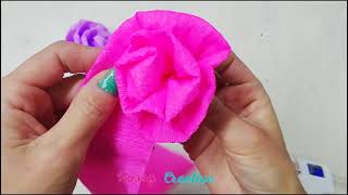 FLORES DE PAPEL CREPÉ FÁCILES  Como hacer flores de papel fáciles [upl. by Aihsined]