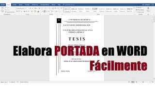 CÓMO HACER UNA PORTADA EN WORD FÁCILMENTE [upl. by Ellehcit346]