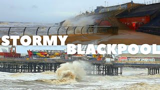 High Winds amp High Tide Stormy Blackpool  March 2021 [upl. by Nikos]