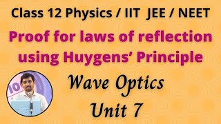 Proof for laws of reflection using Huygens’ Principle Wave Optics Unit 7 Class 12 Physics JEENEET [upl. by Frodine]