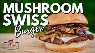 Mushroom Swiss Burger Recipe  Easy Homemade Mushroom Smashburger [upl. by Robinetta]