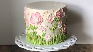 Painted Buttercream Flower Cake Tutorial [upl. by Atilol]