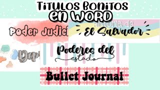 como hacer TITULOS BONITOS en WORD [upl. by Siednarb]