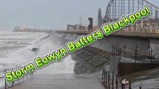 Storm Eowyn Batters Blackpool [upl. by Natsirhc]