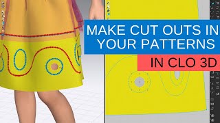 How to Make Cuts and Holes in patterns  CLO3D FREE Beginner Course [upl. by Eybba]