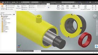 Cilindro hidráulico ensamble Inventor [upl. by Vance]