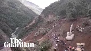 People swept away by mudslide as mountainside collapses in Bolivia [upl. by Marna]