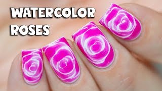 HOW TO MAKE AQUARELLE ROSES  Easy Valentines Nail Art  Indigo Nails [upl. by Willyt772]