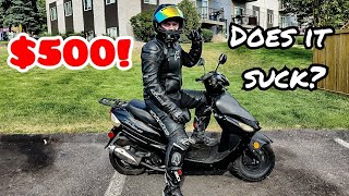 I BOUGHT A CHEAP CHINESE SCOOTER FOR 500  TAO TAO 50CC SCOOTER REVIEW  BEGINNER RIDER  MOTOVLOG [upl. by Helms]