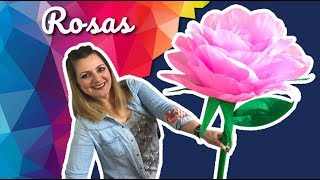 Rosas Gigantes de Papel Crepe 🌹 Roses Crepe DIY Craft Chuladas [upl. by Noevart]