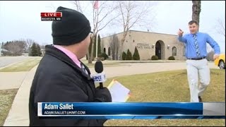 Watch a Bank Robber Interrupt This News Reporter During Live Broadcast [upl. by Wobniar]