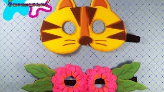 Antifaz de fomi Gatito y flores ∞SUPERMANUALIDADES∞ [upl. by Pyszka]