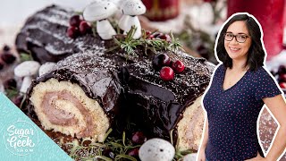 How to Make a Buche De Noel Cake Yule Log [upl. by Ahsinan569]