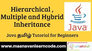 Hierarchical Multiple and Hybrid Inheritance  Examples  Java Tamil Tutorial for Beginners [upl. by Ede]